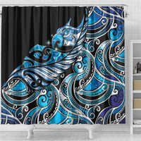 Maori Matariki - Manaia Shower Curtain Galaxy Blue Paua Shell
