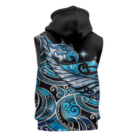 Maori Matariki - Manaia Sleeveless Zip Hoodie Galaxy Blue Paua Shell LT7 - Polynesian Pride