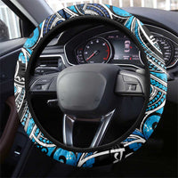 Maori Matariki - Manaia Steering Wheel Cover Galaxy Blue Paua Shell