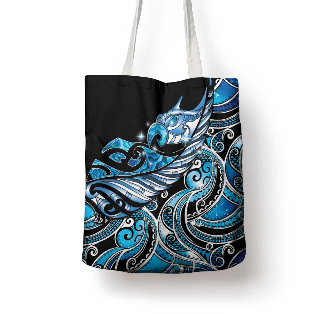 Maori Matariki - Manaia Tote Bag Galaxy Blue Paua Shell