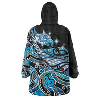 Maori Matariki - Manaia Wearable Blanket Hoodie Galaxy Blue Paua Shell