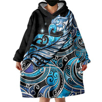 Maori Matariki - Manaia Wearable Blanket Hoodie Galaxy Blue Paua Shell