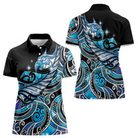 Maori Matariki - Manaia Women Polo Shirt Galaxy Blue Paua Shell
