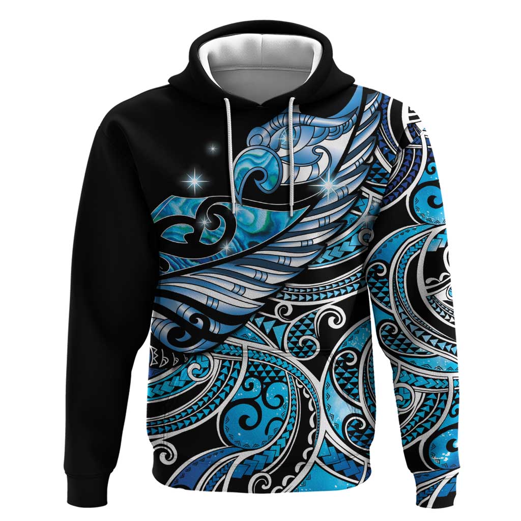 Maori Matariki - Manaia Zip Hoodie Galaxy Blue Paua Shell LT7 Pullover Hoodie Blue - Polynesian Pride