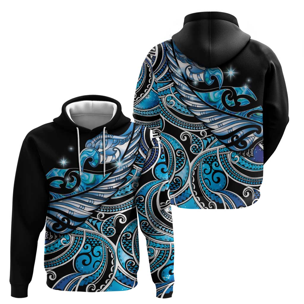 Maori Matariki - Manaia Zip Hoodie Galaxy Blue Paua Shell LT7 - Polynesian Pride