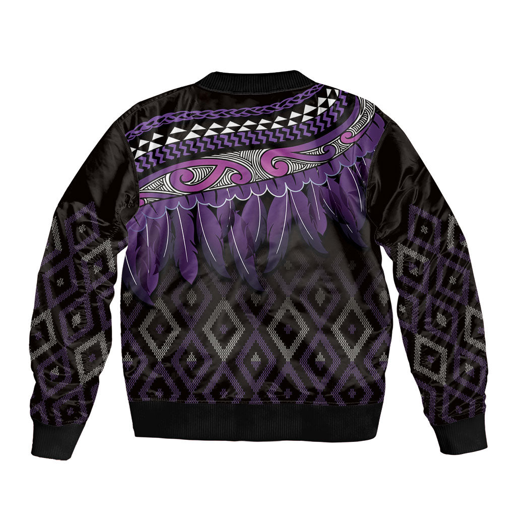 Aotearoa Maori Ngati Porou Iwi Bomber Jacket Korowai Tukutuku Kaokao Motifs LT7 - Polynesian Pride
