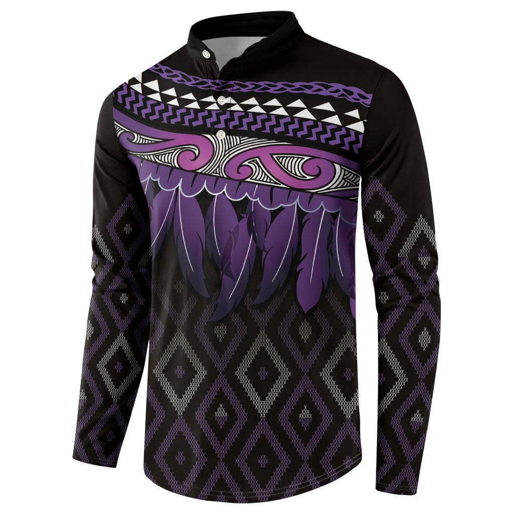 Aotearoa Maori Ngati Porou Iwi Button Sweatshirt Korowai Tukutuku Kaokao Motifs LT7 - Polynesian Pride
