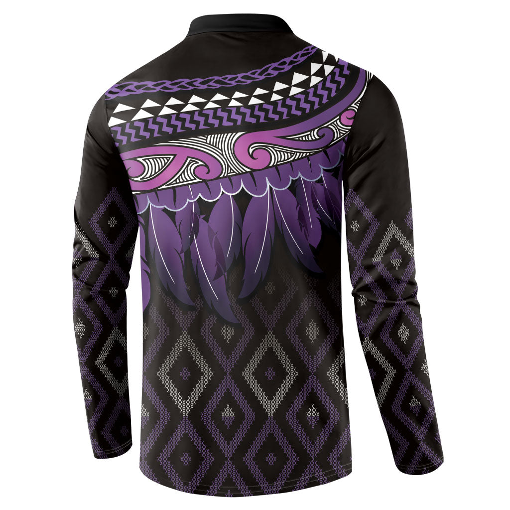 Aotearoa Maori Ngati Porou Iwi Button Sweatshirt Korowai Tukutuku Kaokao Motifs LT7 - Polynesian Pride