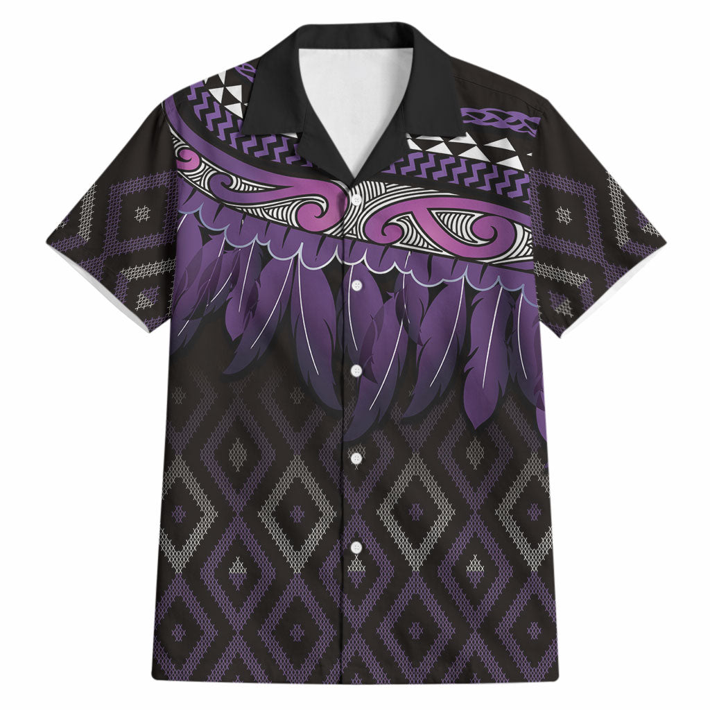 Aotearoa Maori Ngati Porou Iwi Hawaiian Shirt Korowai Tukutuku Kaokao Motifs LT7 Purple - Polynesian Pride