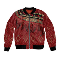 Aotearoa Maori Waikato Tainui Iwi Bomber Jacket Korowai Tukutuku Kaokao Motifs LT7 Unisex Red - Polynesian Pride