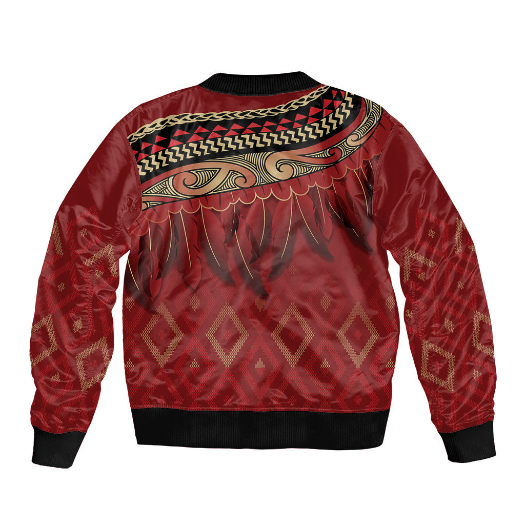 Aotearoa Maori Waikato Tainui Iwi Bomber Jacket Korowai Tukutuku Kaokao Motifs LT7 - Polynesian Pride