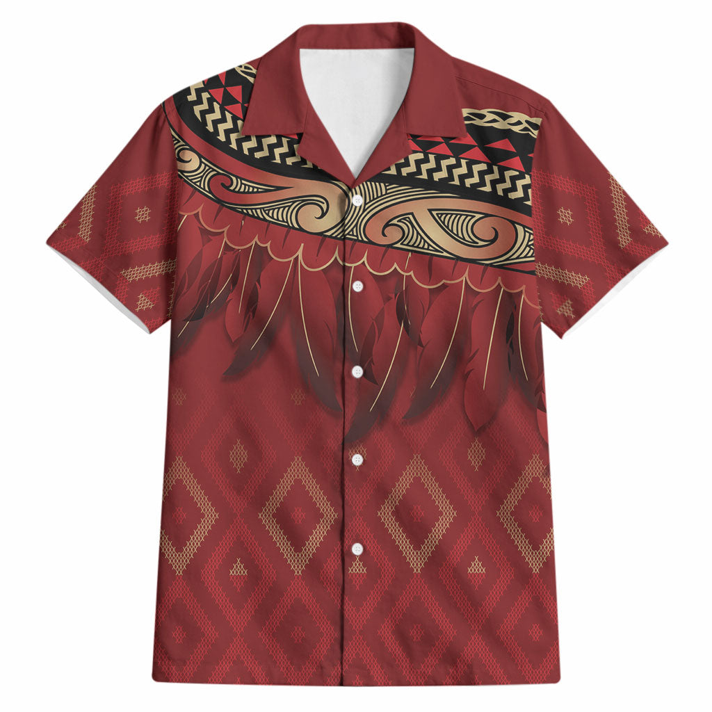 Aotearoa Maori Waikato Tainui Iwi Hawaiian Shirt Korowai Tukutuku Kaokao Motifs LT7 Red - Polynesian Pride