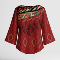 Aotearoa Maori Waikato Tainui Iwi Kimono Sleeve Blouse Korowai Tukutuku Kaokao Motifs LT7 - Polynesian Pride