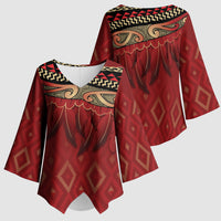 Aotearoa Maori Waikato Tainui Iwi Kimono Sleeve Blouse Korowai Tukutuku Kaokao Motifs LT7 - Polynesian Pride