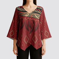 Aotearoa Maori Waikato Tainui Iwi Kimono Sleeve Blouse Korowai Tukutuku Kaokao Motifs LT7 - Polynesian Pride