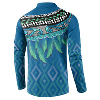 Aotearoa Maori Ngati Kahungunu Iwi Paua Blue Button Sweatshirt Korowai Tukutuku Kaokao Motifs LT7 - Polynesian Pride