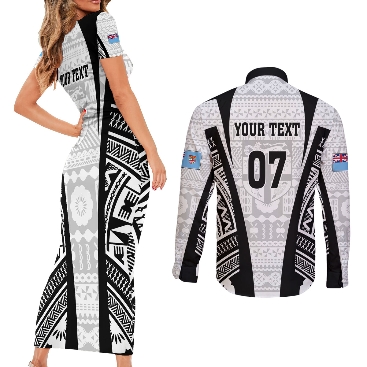 personalised-fiji-rugby-couples-matching-short-sleeve-bodycon-dress-and-long-sleeve-button-shirts-2023-world-cup-history-makers-white-ver