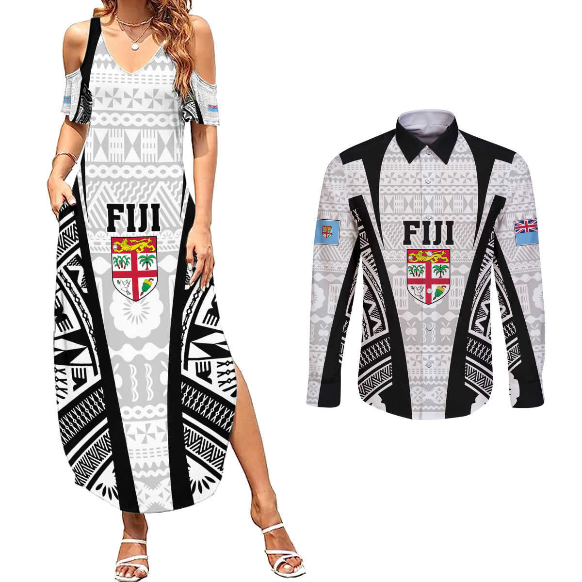personalised-fiji-rugby-couples-matching-summer-maxi-dress-and-long-sleeve-button-shirts-2023-world-cup-history-makers-white-ver