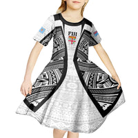 personalised-fiji-rugby-kid-short-sleeve-dress-2023-world-cup-history-makers-white-ver