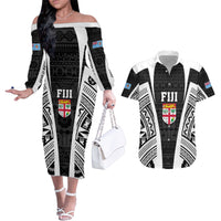 personalised-fiji-rugby-couples-matching-off-the-shoulder-long-sleeve-dress-and-hawaiian-shirt-2023-world-cup-history-makers-black-ver