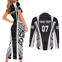 personalised-fiji-rugby-couples-matching-short-sleeve-bodycon-dress-and-long-sleeve-button-shirts-2023-world-cup-history-makers-black-ver