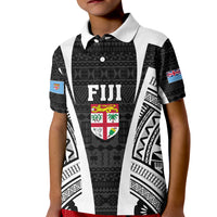 Personalised Fiji Rugby Kid Polo Shirt 2023 World Cup History Makers - Black Ver LT7 Kid Black - Polynesian Pride