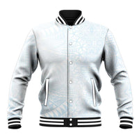 White Sunday Baseball Jacket Plumeria Tatau Mix Tapa