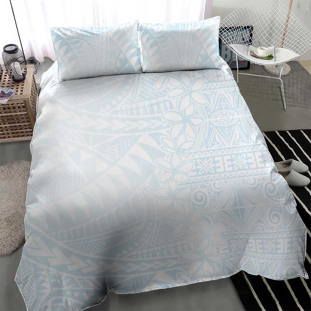 White Sunday Bedding Set Plumeria Tatau Mix Tapa
