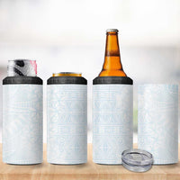 White Sunday 4 in 1 Can Cooler Tumbler Plumeria Tatau Mix Tapa