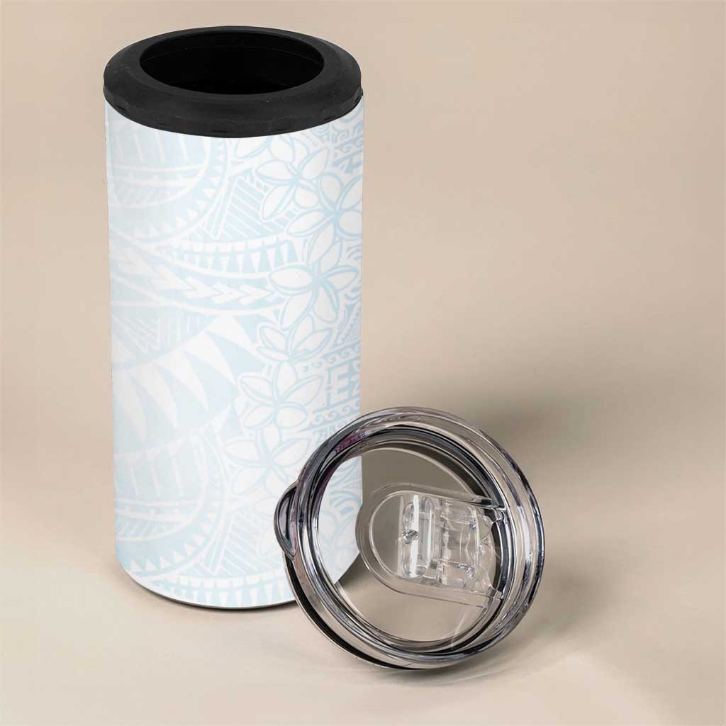 White Sunday 4 in 1 Can Cooler Tumbler Plumeria Tatau Mix Tapa