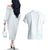 White Sunday Couples Matching Off The Shoulder Long Sleeve Dress and Hawaiian Shirt Plumeria Tatau Mix Tapa