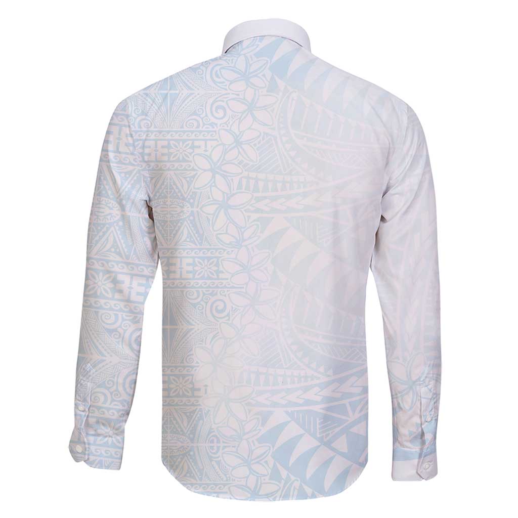 White Sunday Family Matching Long Sleeve Bodycon Dress and Hawaiian Shirt Plumeria Tatau Mix Tapa