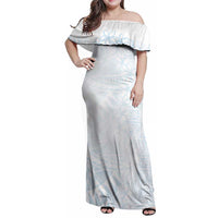 White Sunday Family Matching Off Shoulder Maxi Dress and Hawaiian Shirt Plumeria Tatau Mix Tapa