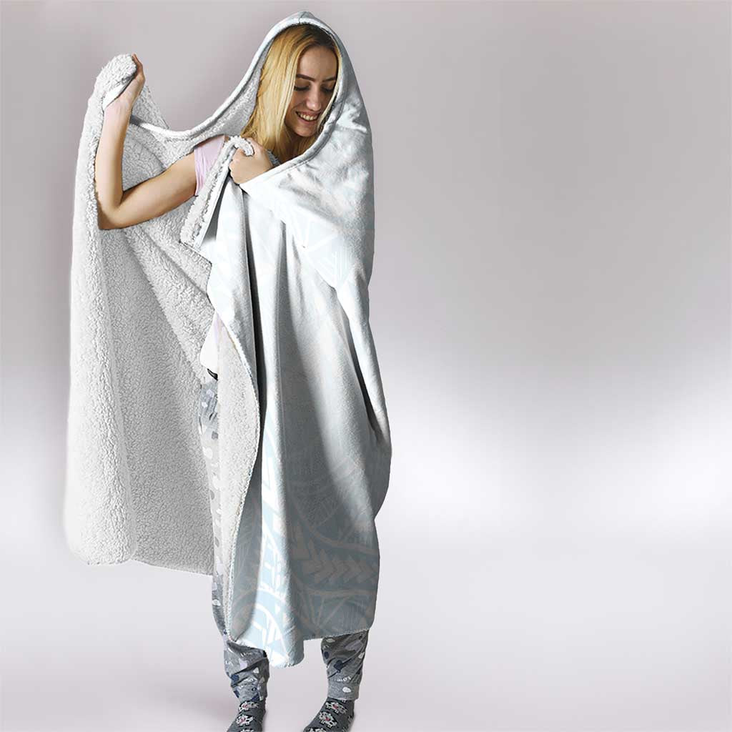 White Sunday Hooded Blanket Plumeria Tatau Mix Tapa