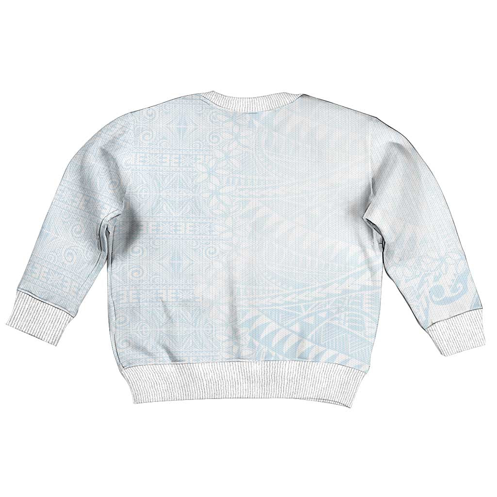 White Sunday Kid Ugly Christmas Sweater Plumeria Tatau Mix Tapa