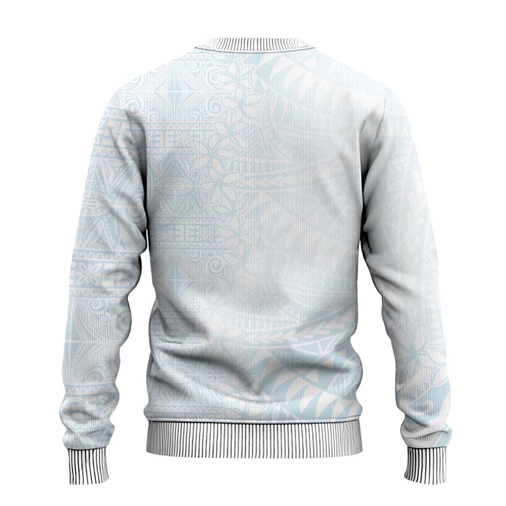 White Sunday Ugly Christmas Sweater Plumeria Tatau Mix Tapa