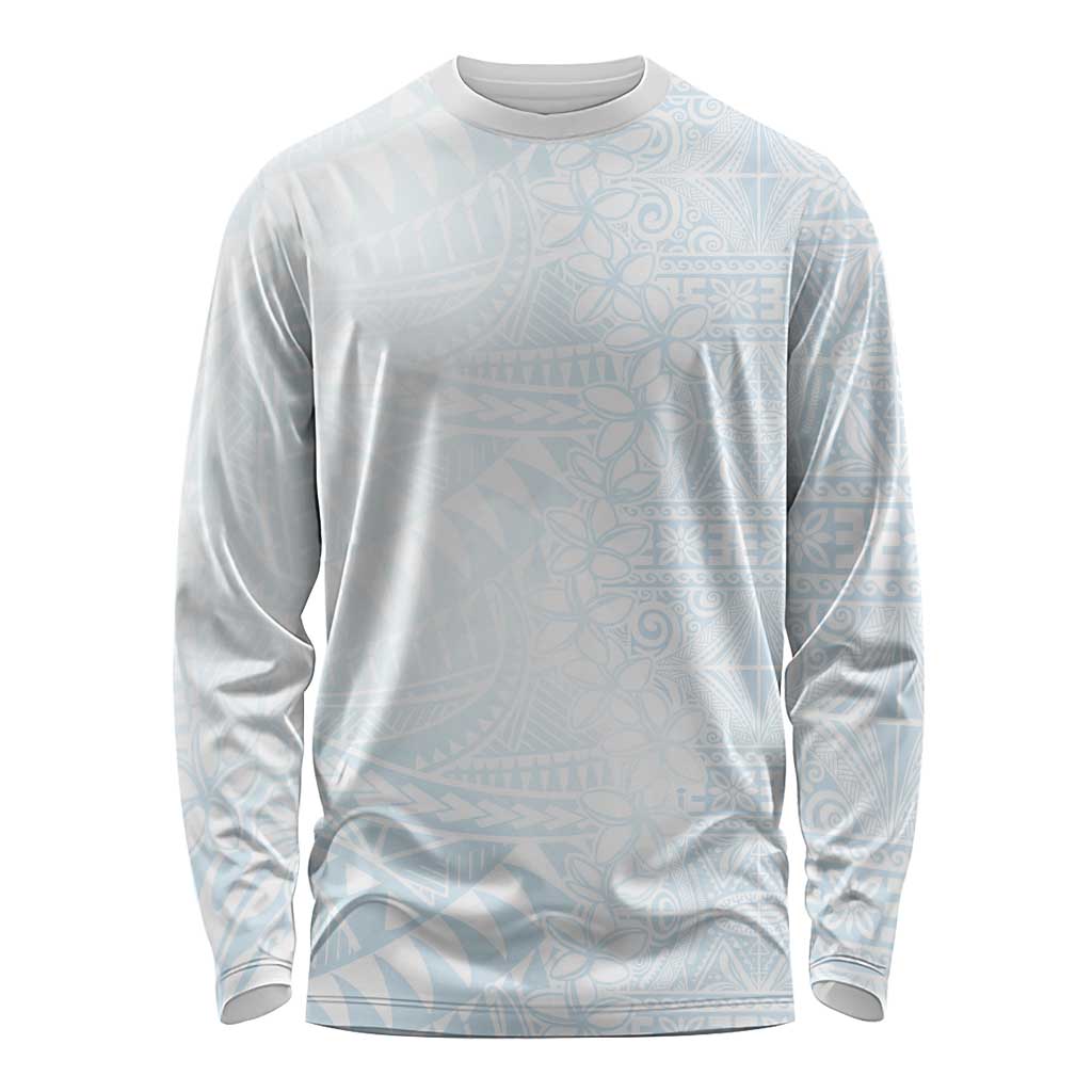 White Sunday Long Sleeve Shirt Plumeria Tatau Mix Tapa
