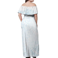 White Sunday Off Shoulder Maxi Dress Plumeria Tatau Mix Tapa