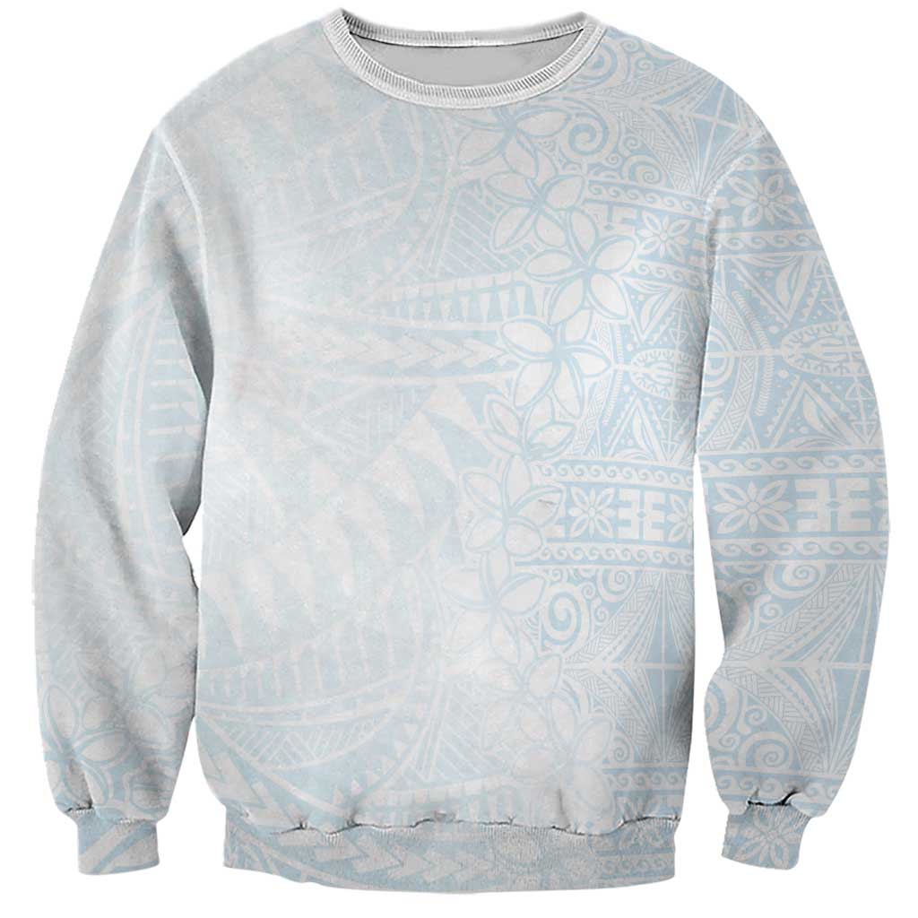 White Sunday Sweatshirt Plumeria Tatau Mix Tapa