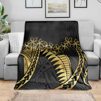 Polynesia Blanket Black & Gold Fancy Plumeria
