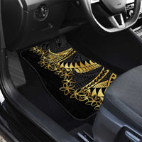 Polynesia Car Mats Black & Gold Fancy Plumeria