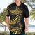 Polynesia Hawaiian Shirt Black & Gold Fancy Plumeria