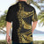 Polynesia Hawaiian Shirt Black & Gold Fancy Plumeria