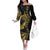 Polynesia Off The Shoulder Long Sleeve Dress Black & Gold Fancy Plumeria