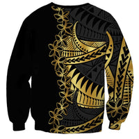Polynesia Sweatshirt Black & Gold Fancy Plumeria LT7 - Polynesian Pride