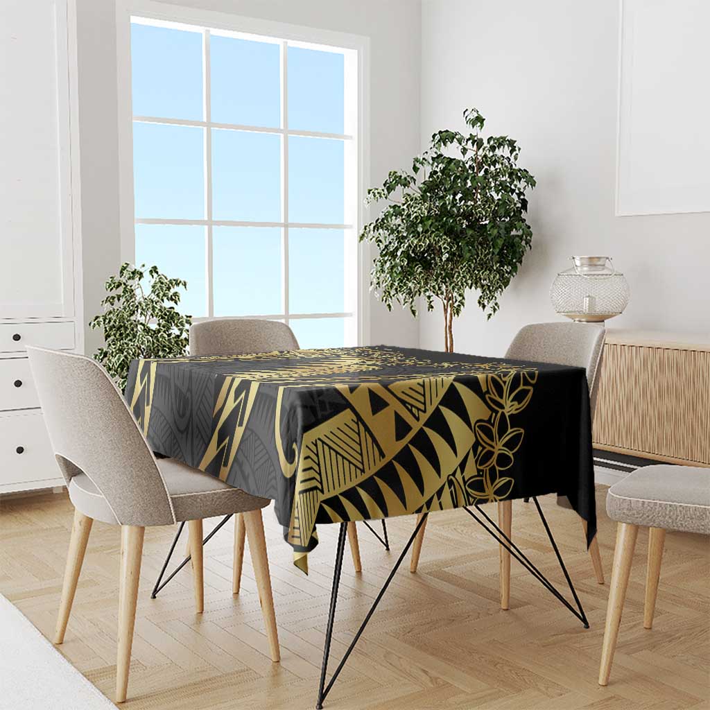 Polynesia Tablecloth Black & Gold Fancy Plumeria LT7 - Polynesian Pride