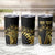 Polynesia Personalised Tumbler Cup Black & Gold Fancy Plumeria