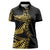 Polynesia Women Polo Shirt Black & Gold Fancy Plumeria