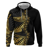 Polynesia Zip Hoodie Black & Gold Fancy Plumeria