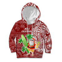 Hawaii Christmas Mele Kalikimaka Kid Hoodie Santa Claus LT7 Red - Polynesian Pride